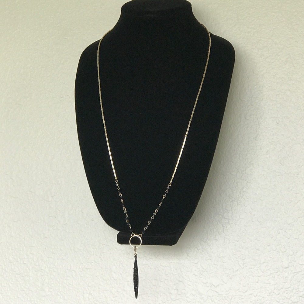Elegant black and gold drop necklace